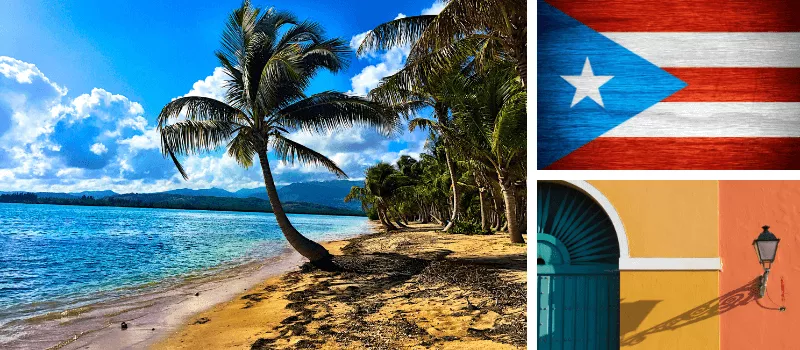 Bandera de Puerto Rico en la playa